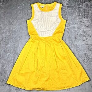 London Style Collection Yellow Fit Flare Dress Womens 14 Stretch Sleeveless